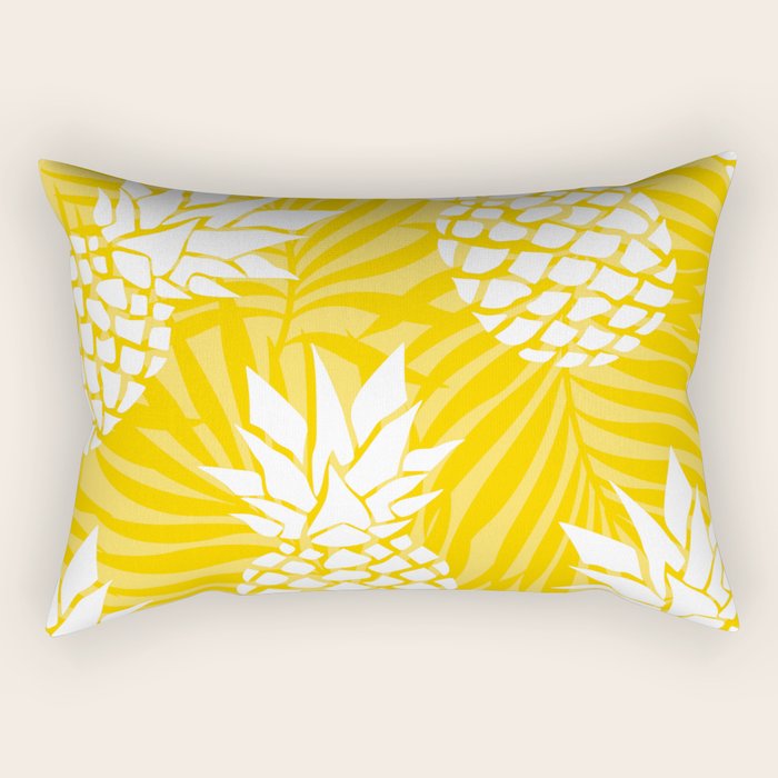 Bright Yellow, Summer, Pineapple Art Rectangular Pillow Gallery Image 2