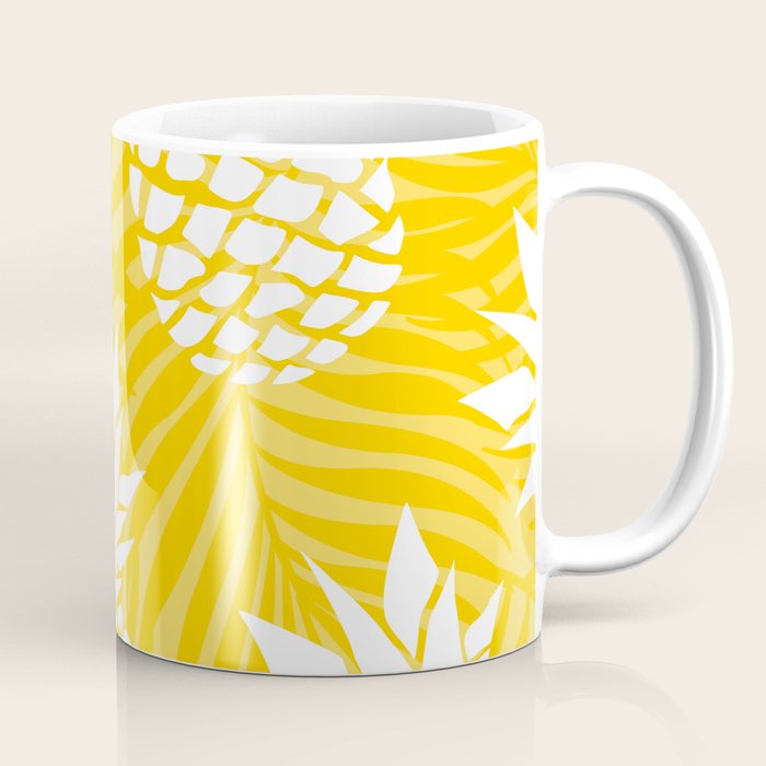 Bright Yellow, Summer, Pineapple Art Coffee Mug Gallery Image 1