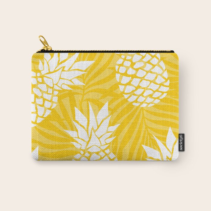 Bright Yellow, Summer, Pineapple Art Carry All Pouch Gallery Image 1