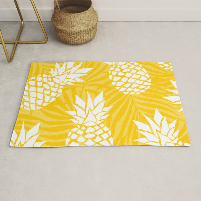 Bright Yellow, Summer, Pineapple Art Rug Gallery Image 1