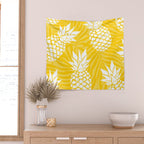Bright Yellow, Summer, Pineapple Art Wall Tapestry Gallery Image 2