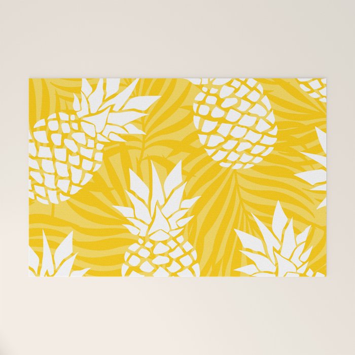 Bright Yellow, Summer, Pineapple Art Welcome Mat Gallery Image 1