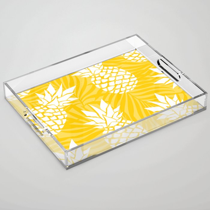Bright Yellow, Summer, Pineapple Art Acrylic Tray Gallery Image 1