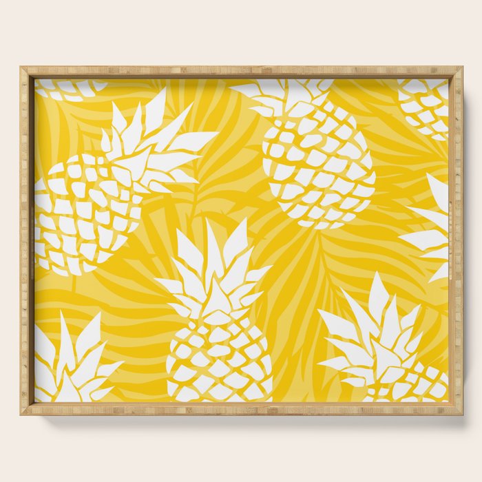 Bright Yellow, Summer, Pineapple Art Serving Tray Gallery Image 1
