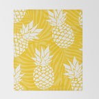 Bright Yellow, Summer, Pineapple Art Throw Blanket Gallery Image 2