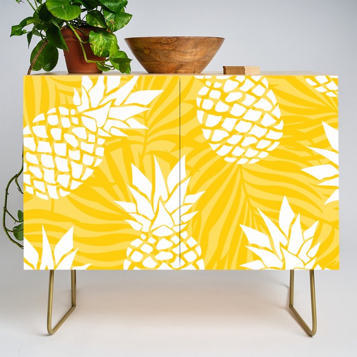Bright Yellow, Summer, Pineapple Art Credenza Gallery Image 1