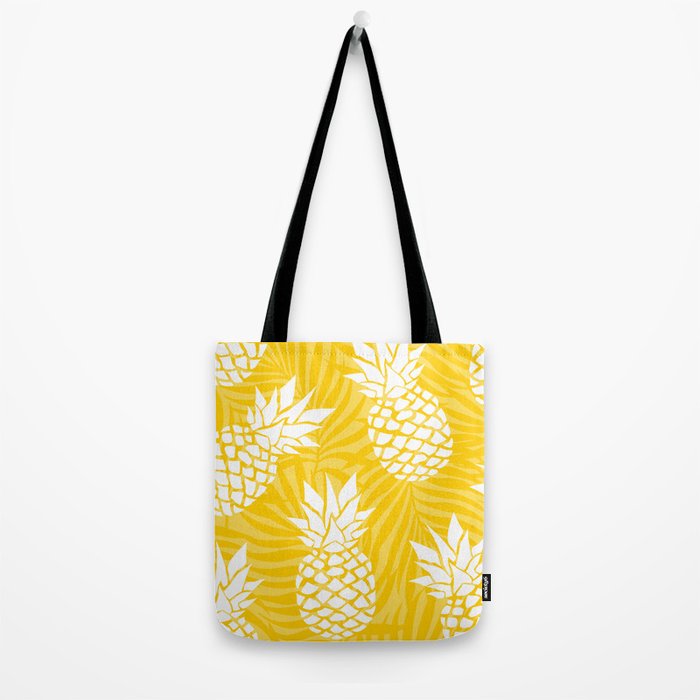 Bright Yellow, Summer, Pineapple Art Tote Bag Gallery Image 2