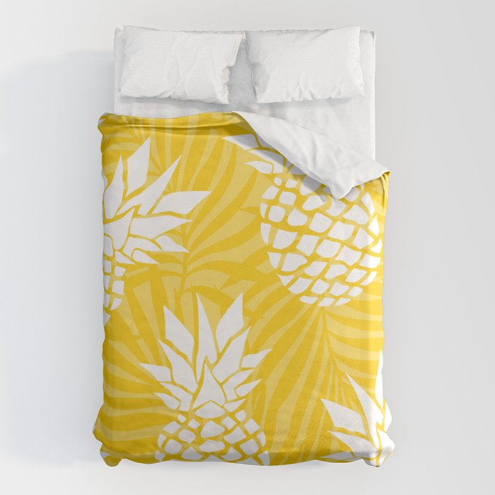 Bright Yellow, Summer, Pineapple Art Duvet Cover Gallery Image 6