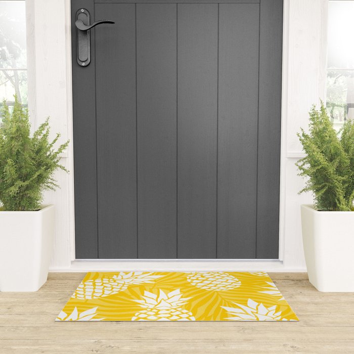 Bright Yellow, Summer, Pineapple Art Welcome Mat Gallery Image 3