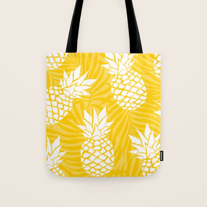 Bright Yellow, Summer, Pineapple Art Tote Bag Gallery Image 1