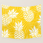 Bright Yellow, Summer, Pineapple Art Wall Tapestry Gallery Image 4