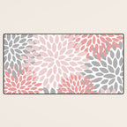 Floral Pattern, Coral Pink and Gray Desk Mat Gallery Image 3