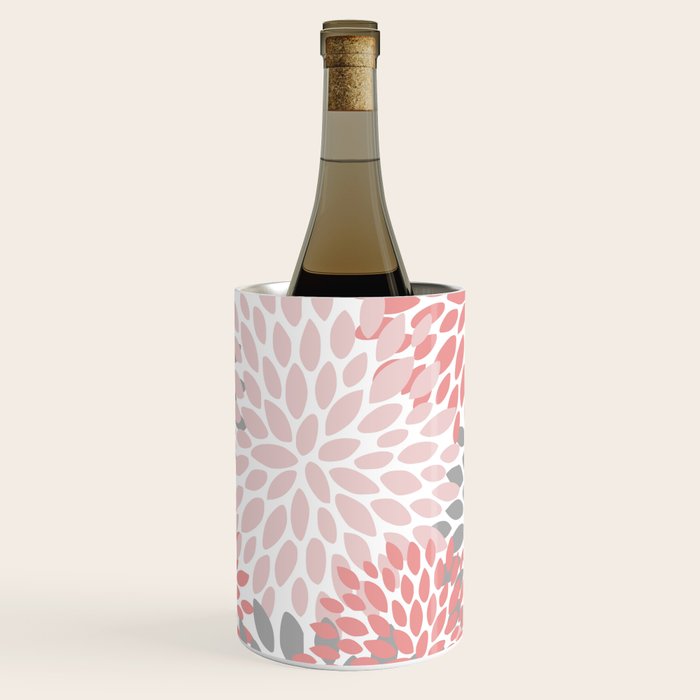 Floral Pattern, Coral Pink and Gray Wine Chiller Gallery Image 1