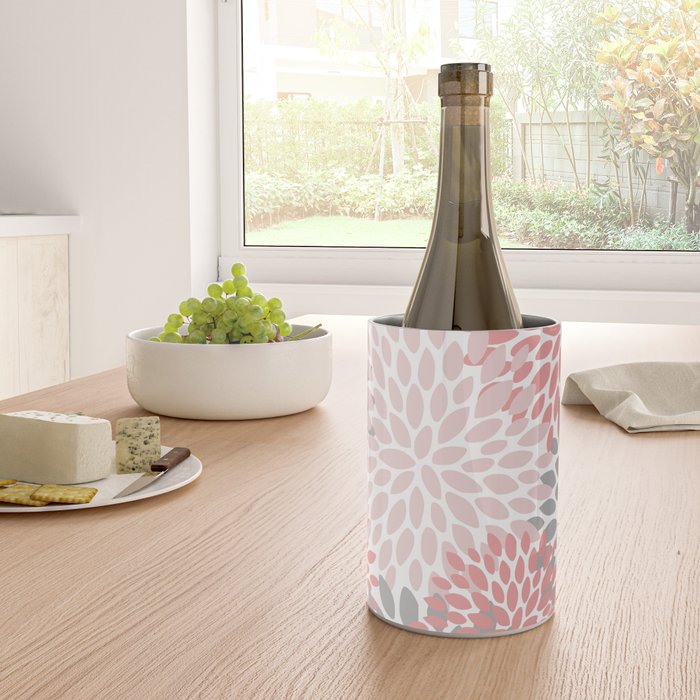 Floral Pattern, Coral Pink and Gray Wine Chiller Gallery Image 4