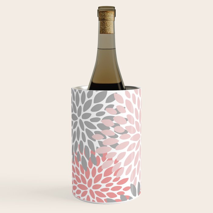 Floral Pattern, Coral Pink and Gray Wine Chiller Gallery Image 2