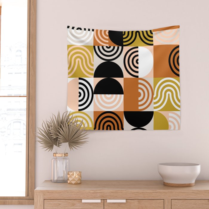 abstract checker lines modern Wall Tapestry Gallery Image 2