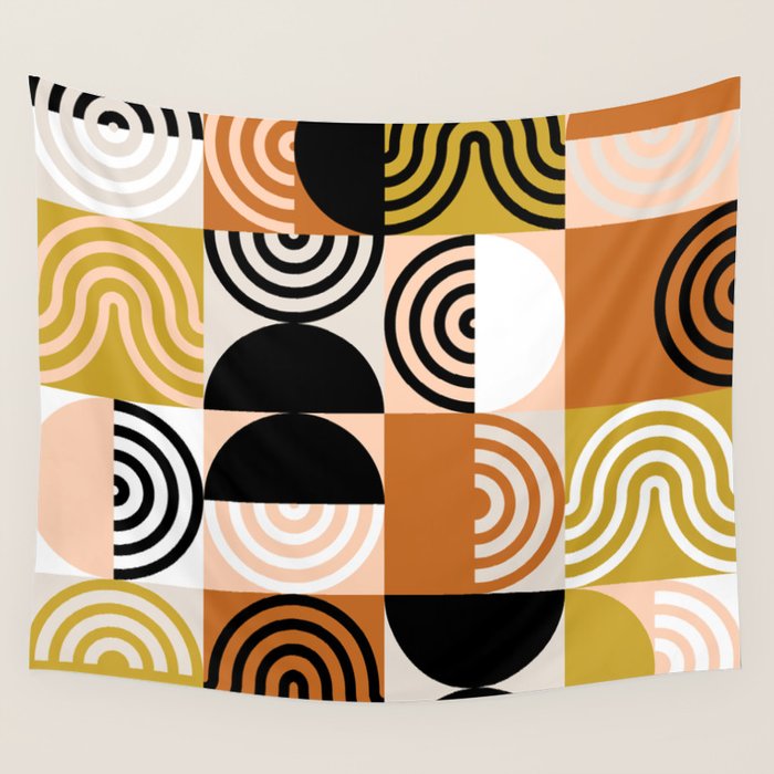 abstract checker lines modern Wall Tapestry Gallery Image 4