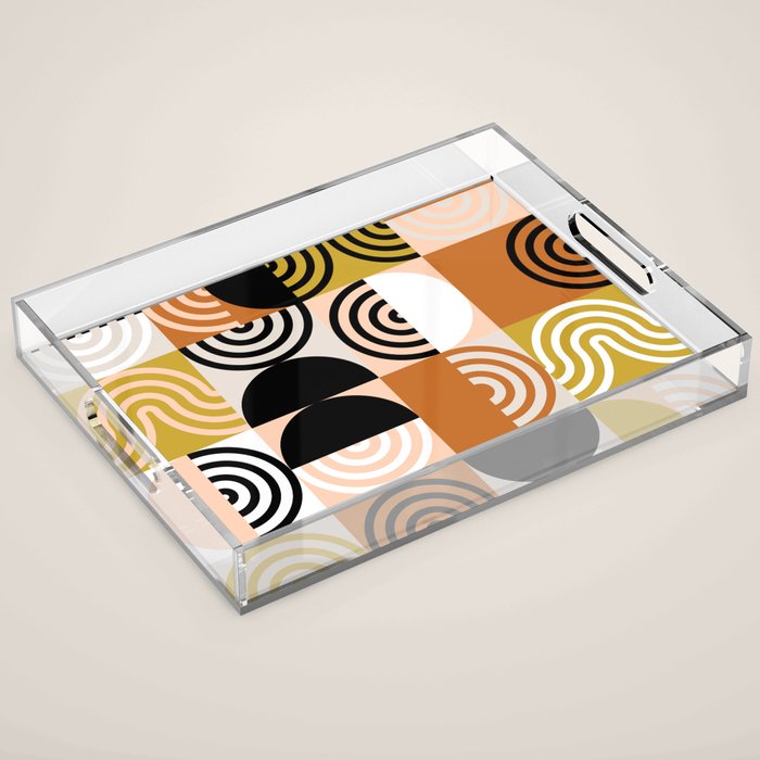 abstract checker lines modern Acrylic Tray Gallery Image 1