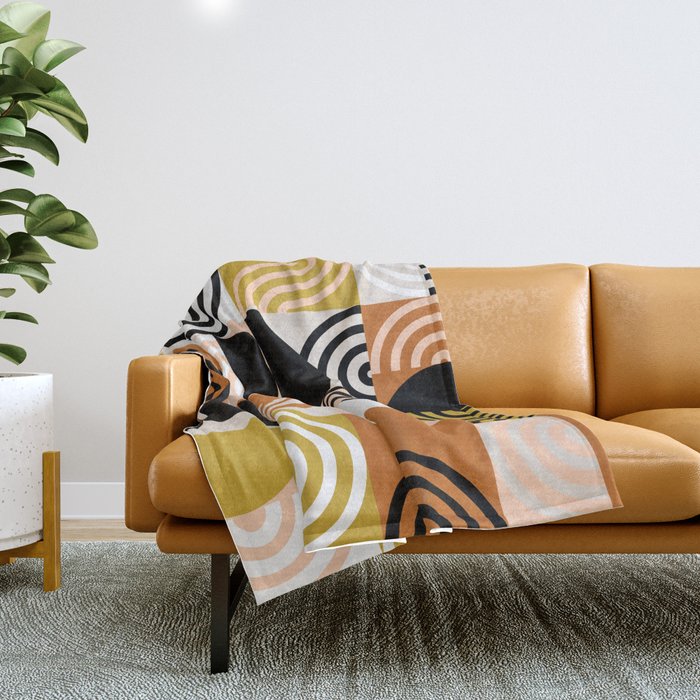abstract checker lines modern Throw Blanket Gallery Image 1