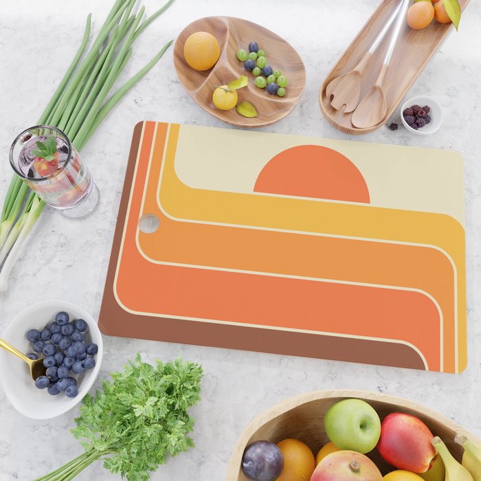 Retro Geometric Sun Set Design 421 Cutting Board Gallery Image 2
