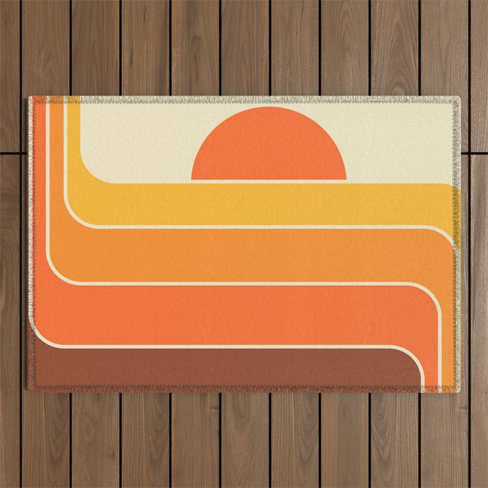 Retro Geometric Sun Set Design 421 Outdoor Rug Gallery Image 1