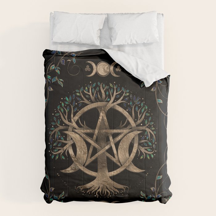 Tree of Life Pentagram Moon Ornament Comforter Gallery Image 6