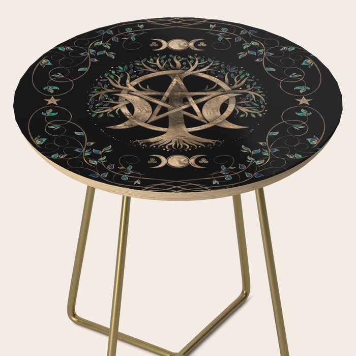 Tree of Life Pentagram Moon Ornament Side Table Gallery Image 2