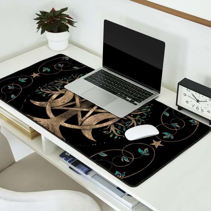 Tree of Life Pentagram Moon Ornament Desk Mat Gallery Image 2
