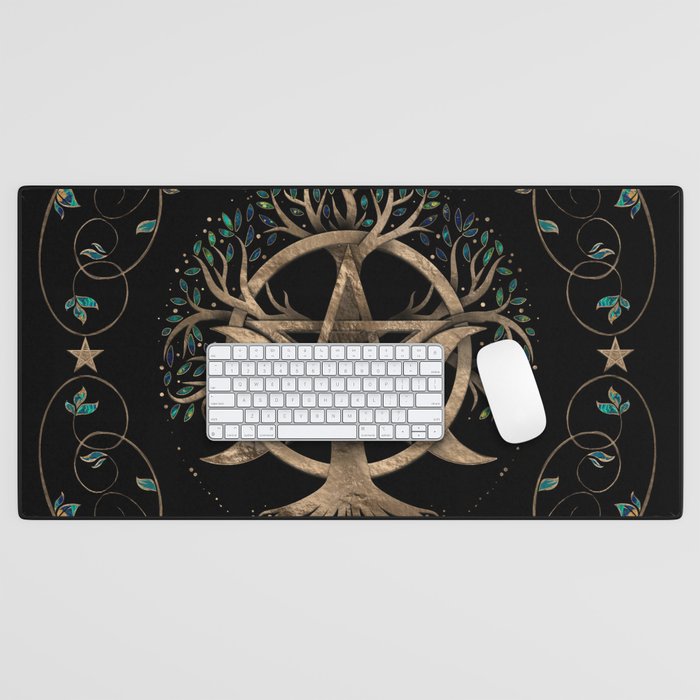 Tree of Life Pentagram Moon Ornament Desk Mat Gallery Image 1