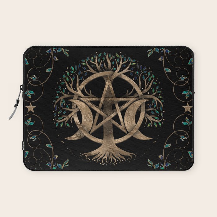 Tree of Life Pentagram Moon Ornament Laptop Sleeve Gallery Image 1
