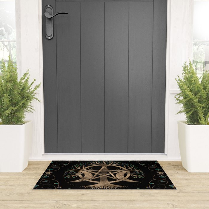 Tree of Life Pentagram Moon Ornament Welcome Mat Gallery Image 3