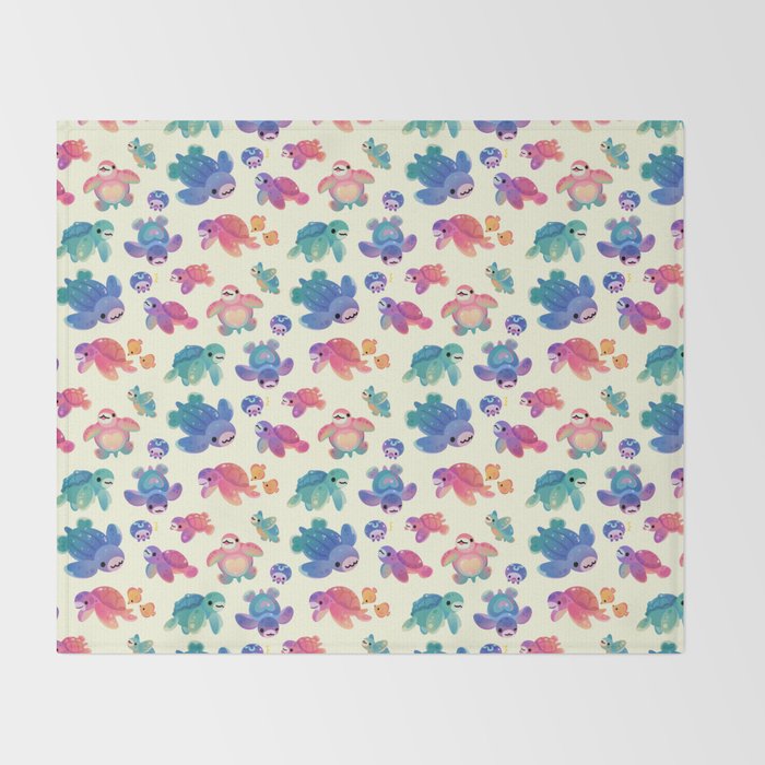 Sea turtle - bright Throw Blanket Gallery Image 2