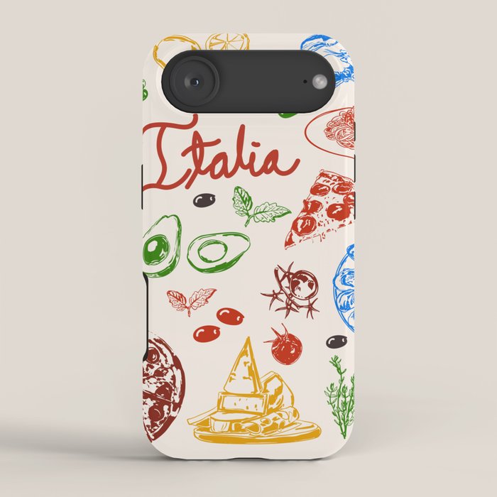 Italy Food Illustration Colorful Handdrawn Mediterranean Cuisine iPhone Case Gallery Image 2