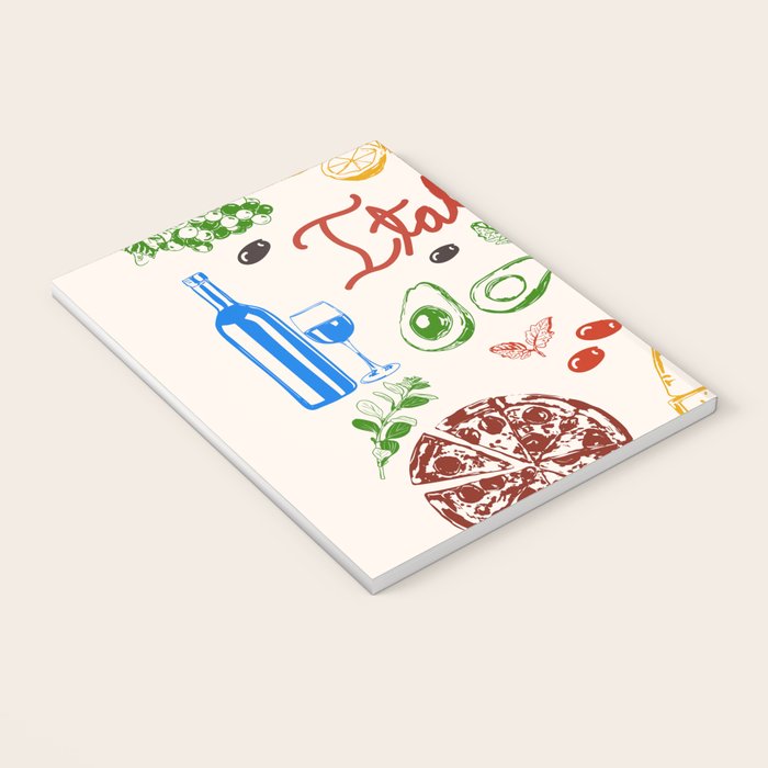 Italy Food Illustration Colorful Handdrawn Mediterranean Cuisine Notebook Gallery Image 3