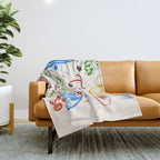 Italy Food Illustration Colorful Handdrawn Mediterranean Cuisine Throw Blanket Gallery Image 1