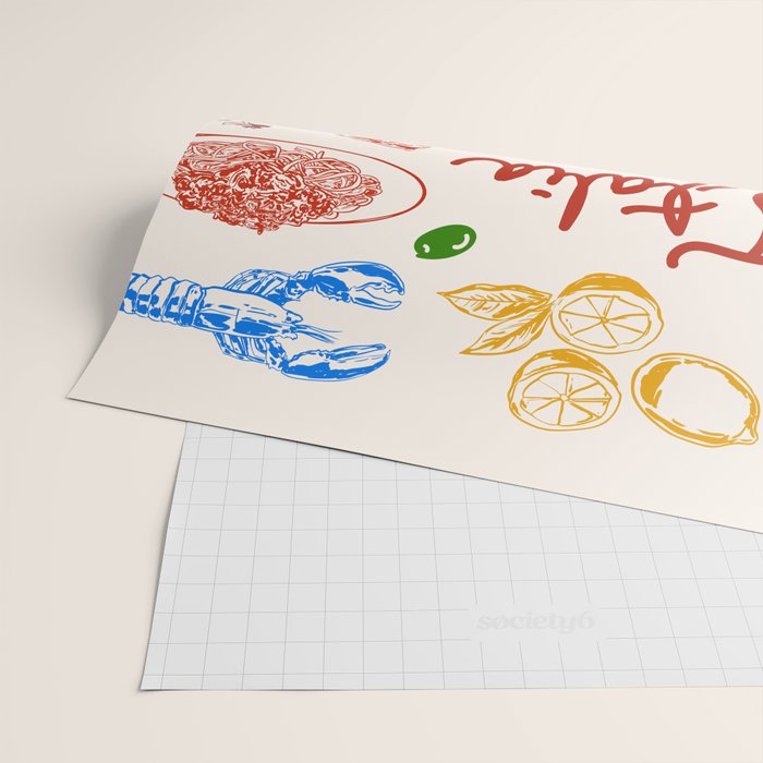 Italy Food Illustration Colorful Handdrawn Mediterranean Cuisine Wrapping Paper Gallery Image 2