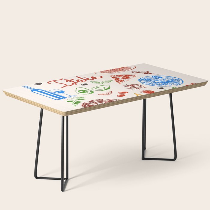 Italy Food Illustration Colorful Handdrawn Mediterranean Cuisine Coffee Table Gallery Image 1