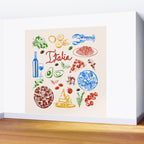 Italy Food Illustration Colorful Handdrawn Mediterranean Cuisine Wall Mural Gallery Image 2