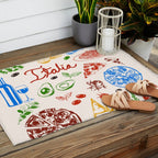 Italy Food Illustration Colorful Handdrawn Mediterranean Cuisine Outdoor Rug Gallery Image 2