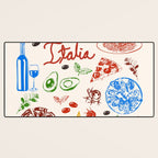 Italy Food Illustration Colorful Handdrawn Mediterranean Cuisine Desk Mat Gallery Image 3
