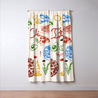 Italy Food Illustration Colorful Handdrawn Mediterranean Cuisine Window Curtain Gallery Image 3