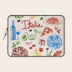 Italy Food Illustration Colorful Handdrawn Mediterranean Cuisine Laptop Sleeve Gallery Image 1