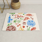 Italy Food Illustration Colorful Handdrawn Mediterranean Cuisine Rug Gallery Image 1