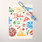 Italy Food Illustration Colorful Handdrawn Mediterranean Cuisine Wrapping Paper Gallery Image 1