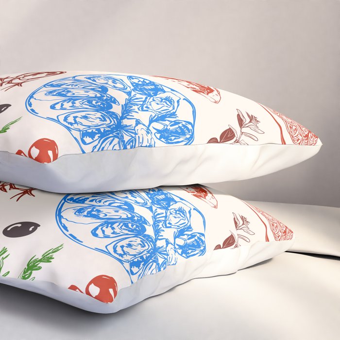Italy Food Illustration Colorful Handdrawn Mediterranean Cuisine Pillow Sham Gallery Image 3