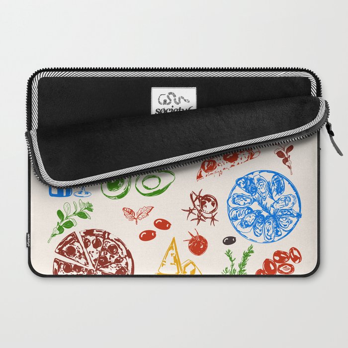 Italy Food Illustration Colorful Handdrawn Mediterranean Cuisine Laptop Sleeve Gallery Image 2