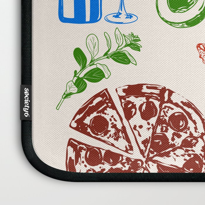 Italy Food Illustration Colorful Handdrawn Mediterranean Cuisine Laptop Sleeve Gallery Image 3