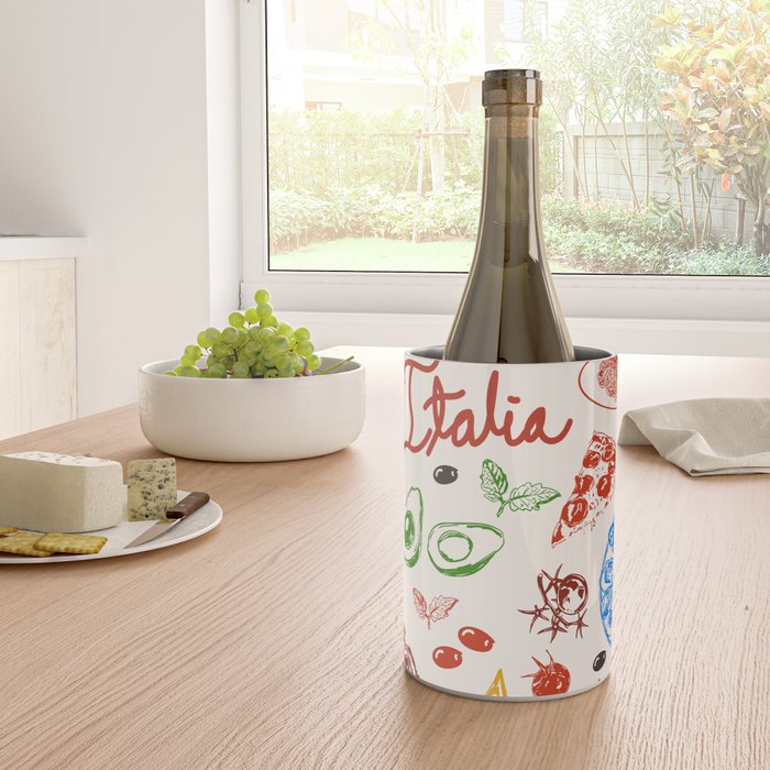Italy Food Illustration Colorful Handdrawn Mediterranean Cuisine Wine Chiller Gallery Image 4
