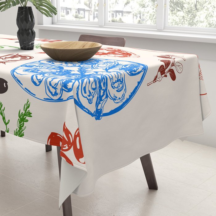 Italy Food Illustration Colorful Handdrawn Mediterranean Cuisine Tablecloth Gallery Image 3