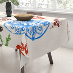 Italy Food Illustration Colorful Handdrawn Mediterranean Cuisine Tablecloth Gallery Image 3